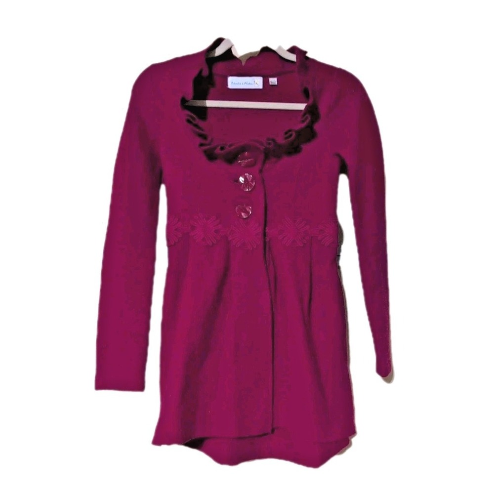 Anthropologie Charlie & Robin Alice In Autumn Red Felted Cardigan Coat SZ XS